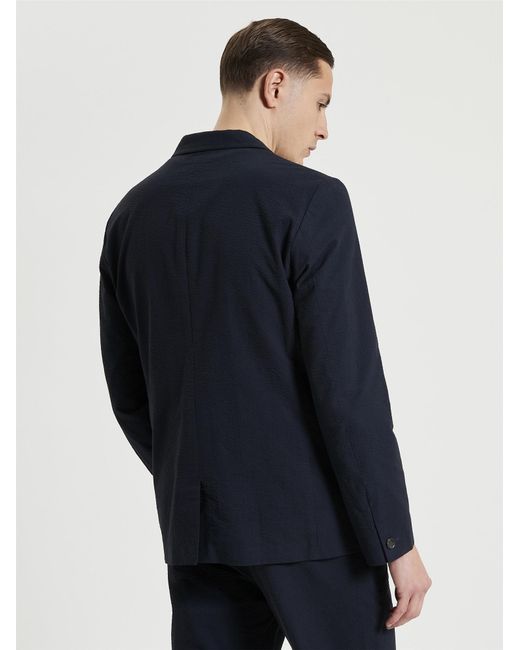 Ben Sherman Blue Seersucker Blazer In Midnight for men