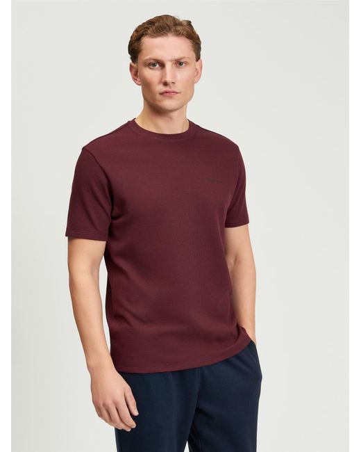 Ben Sherman Red Short Sleeve Waffle Tee In Light Grey for men