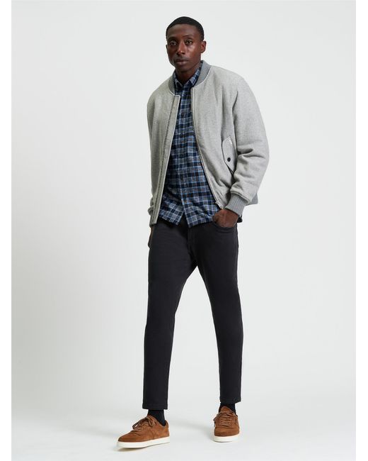 Ben Sherman Gray Wool Melange Bomber In Grey for men