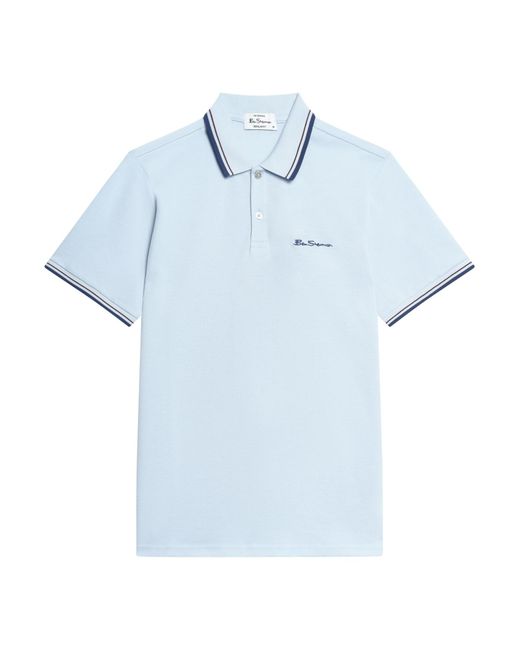 Ben Sherman Short Sleeve Signature Pique Polo In Blue Shadow for men