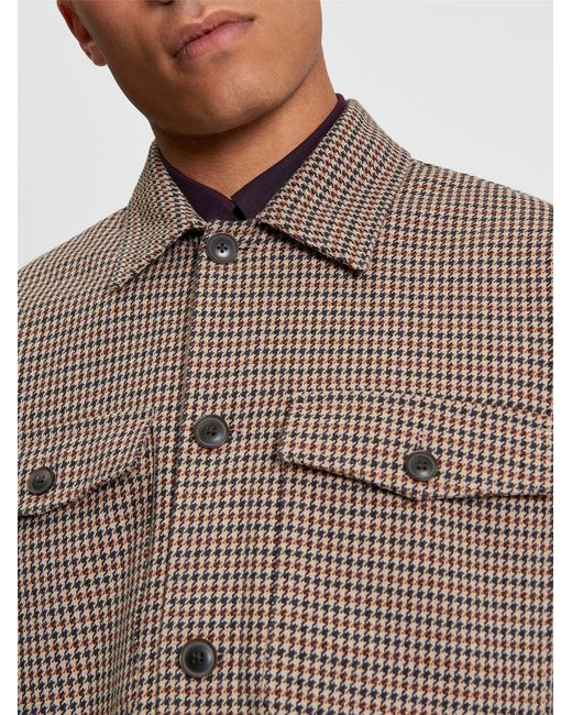 Ben Sherman Blue Check Jacket In Light Brown for men