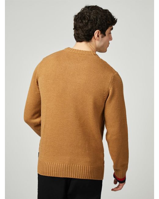 Ben Sherman Brown Cable Textured Crew for men