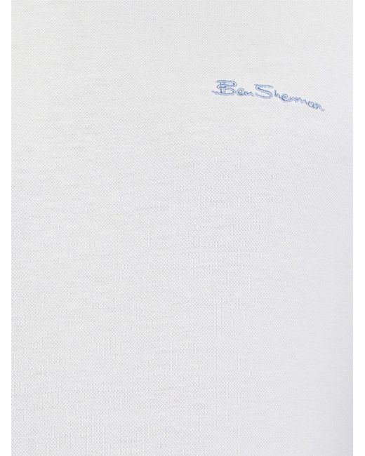 Ben Sherman White Short Sleeve Textured Tipped Tshirt In Ivory for men