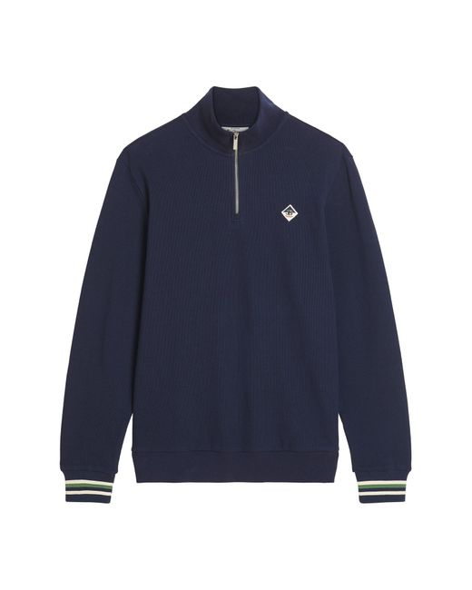 Ben Sherman Blue Textured Half Zip In for men