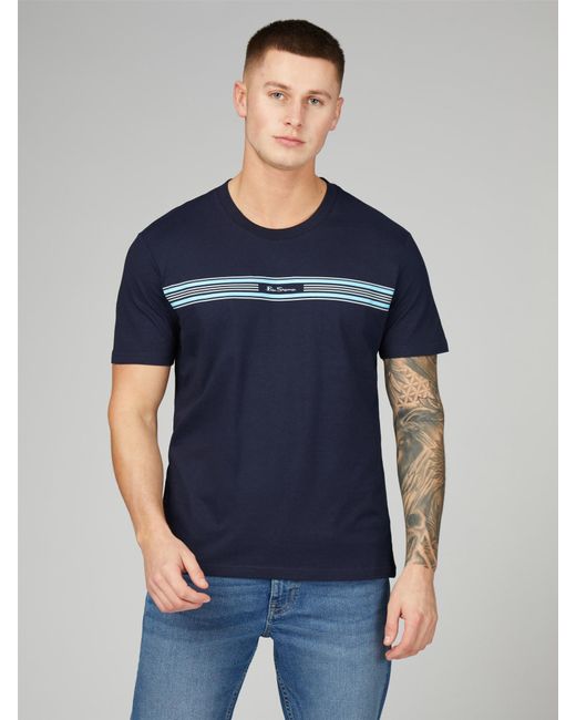 Ben Sherman Blue Seasonal Stripe Tee for men