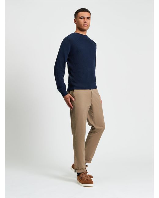 Ben Sherman Blue Textured Front Crew In for men