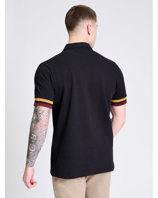 Ben Sherman Multicolor Stripe Cuff Polo In Black for men