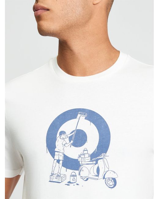 Ben Sherman White Short Sleeve Rascal Target Tshirt In Ivory for men