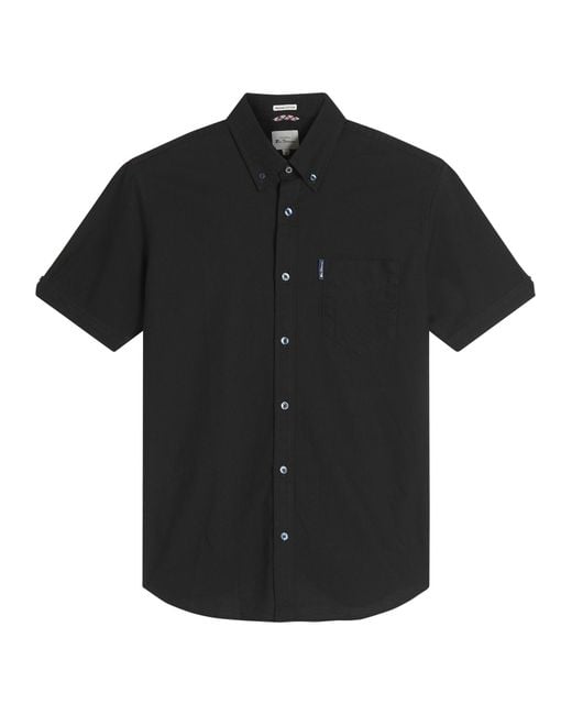 Ben Sherman Black Short Sleeve Signature Oxford Shirt In for men