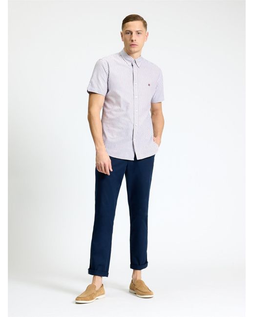 Ben Sherman White Short Sleeve Oxford Stripe Shirt In for men