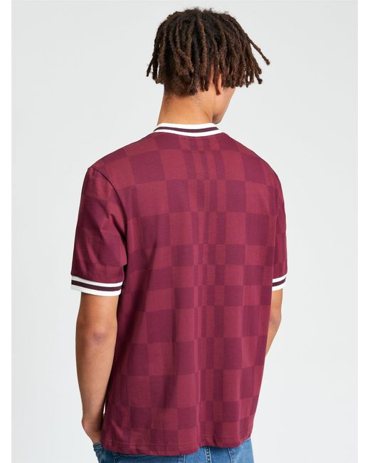 Ben Sherman Red Short Sleeve Glitch Tshirt In Aubergine for men