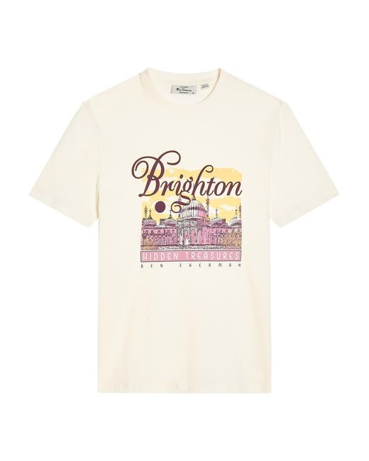 Ben Sherman Blue Short Sleeve Hidden Treasures Tshirt In Ivory for men