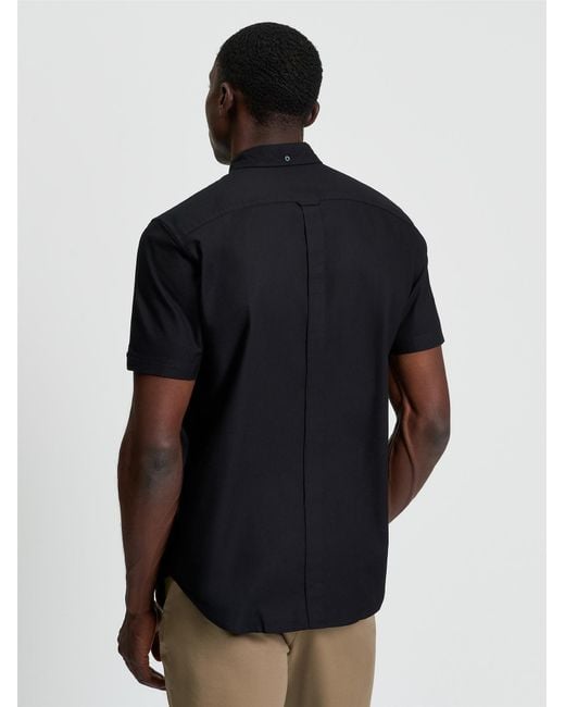 Ben Sherman Black Short Sleeve Signature Oxford Shirt In for men