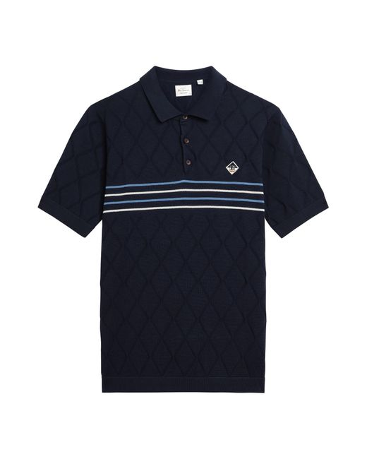 Ben Sherman Blue Short Sleeve Texture Sport Knitted Polo In for men