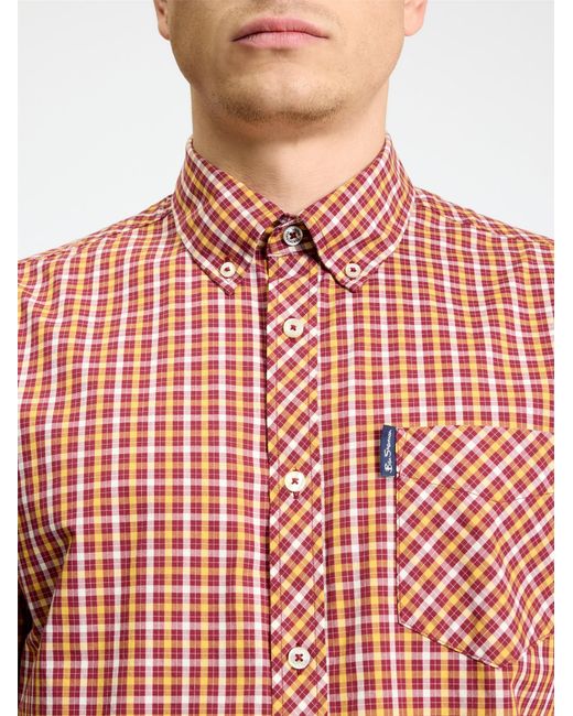 Ben Sherman Red Short Sleeve House Check Shirt In Cherry for men