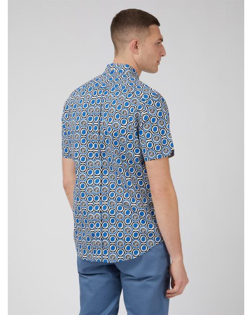 Ben Sherman Blue Block Geo Print Shirt for men