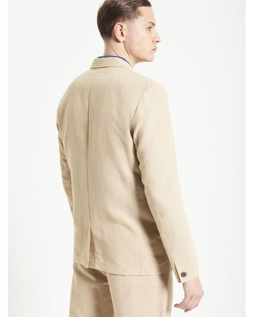 Ben Sherman Natural Linen Cotton Blazer In Stone for men