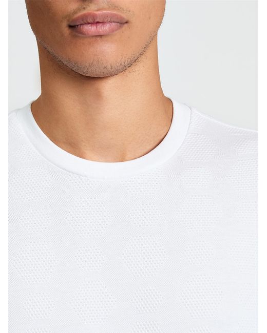 Ben Sherman Short Sleeve Jacquard Pattern Tshirt In White for men