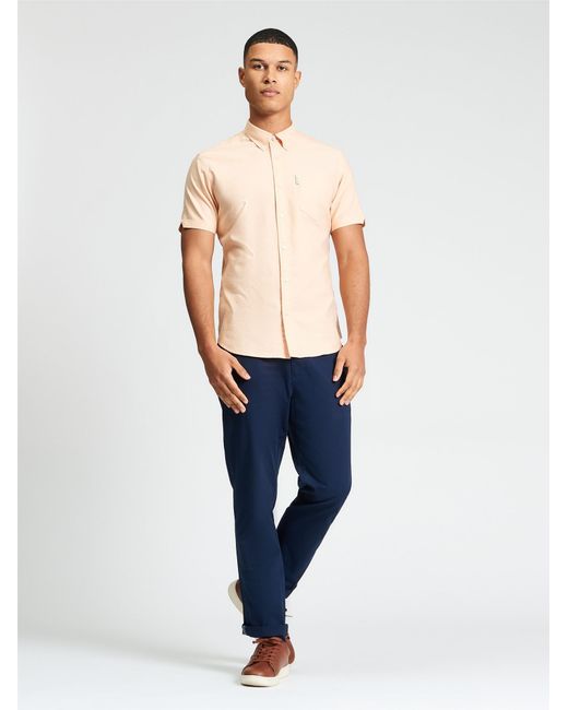 Ben Sherman Blue Short Sleeve Signature Oxford Shirt In New Orange for men
