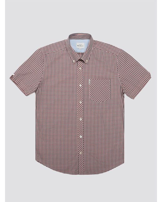 Ben Sherman Purple Gingham Short Sleeve Shirt for men