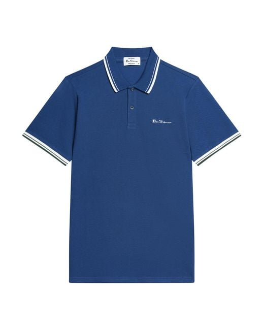 Ben Sherman Short Sleeve Signature Pique Polo In Blueberry for men