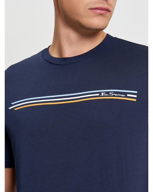 Ben Sherman Blue Core Stripe Tee In for men