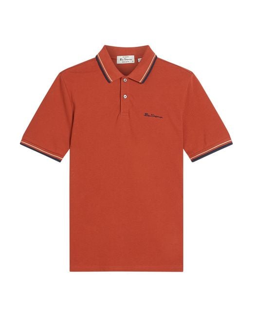 Ben Sherman Short Sleeve Signature Pique Polo In Bright Red for men