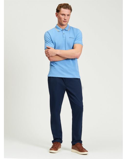 Ben Sherman Short Sleeve Signature Pique Polo In Lake Blue for men