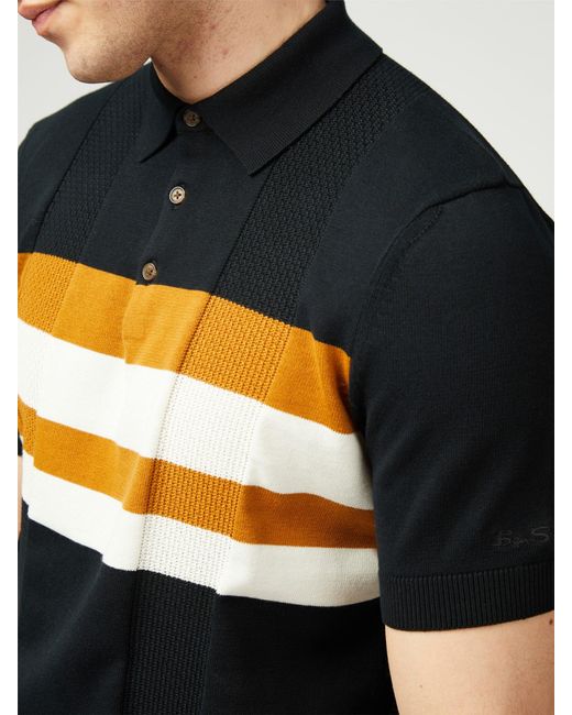 Ben Sherman Black Chest Stripe Polo for men