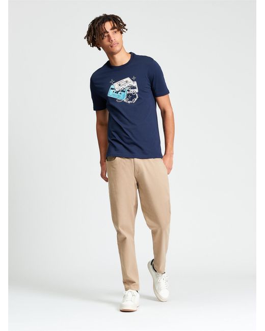 Ben Sherman Blue Short Sleeve Cassette Stack Tshirt In Dark Navy for men