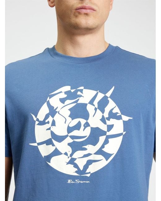 Ben Sherman Blue Short Sleeve Seagull Target Tshirt In Indigo for men