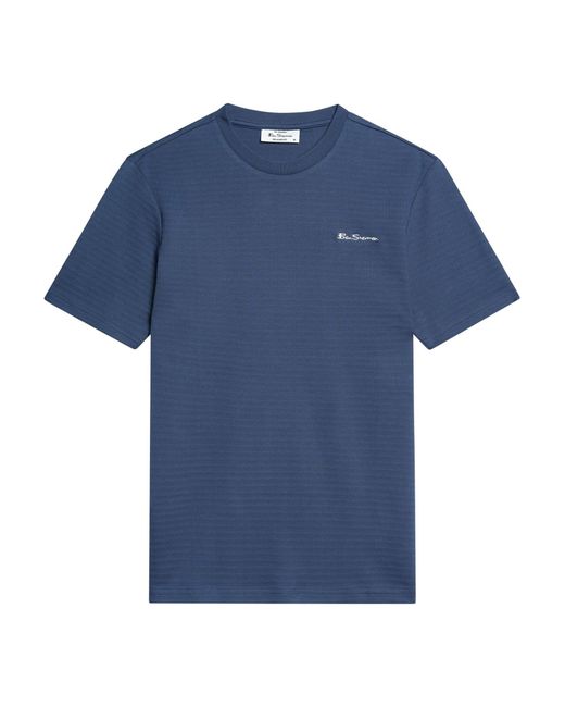 Ben Sherman Short Sleeve Jacquard Tshirt In Blue Denim for men