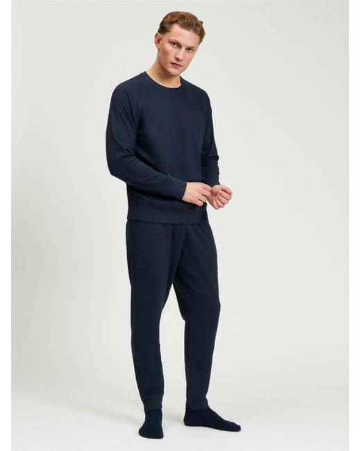 Ben Sherman Blue Long Sleeve Waffle Tee In for men
