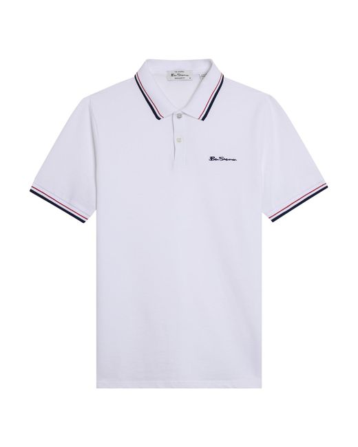 Ben Sherman White Short Sleeve Signature Pique Polo In for men
