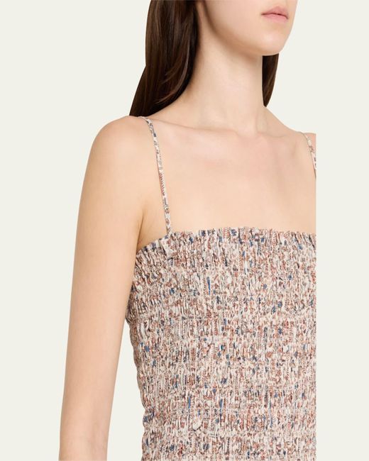Isabel Marant Natural Anka Smocked Printed Cotton Voile Dress