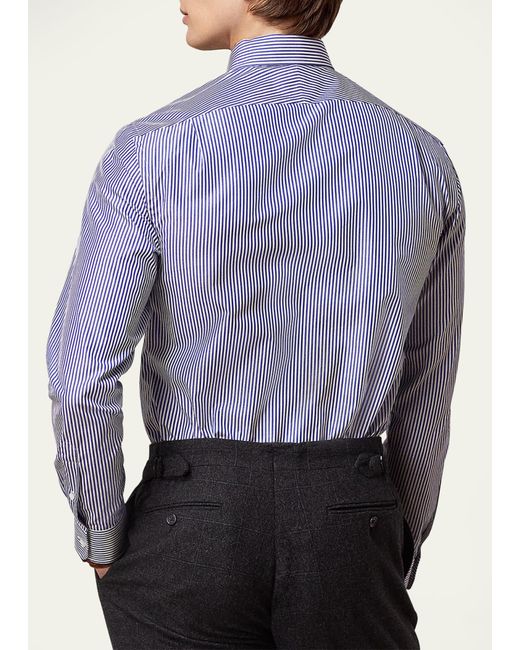 Ralph Lauren Purple Label Blue Aston Bengal Striped Dress Shirt for men