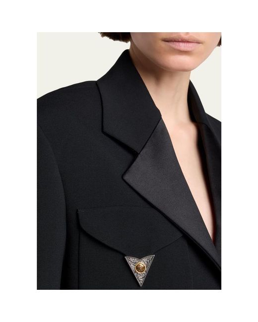 Versace Blue Cropped Informal Wool Jacket