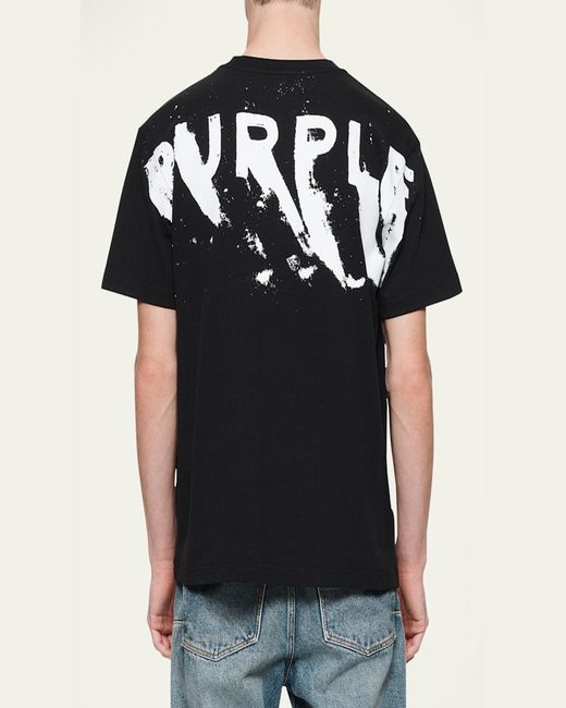 Purple Black Painted Wordmark Tee for men