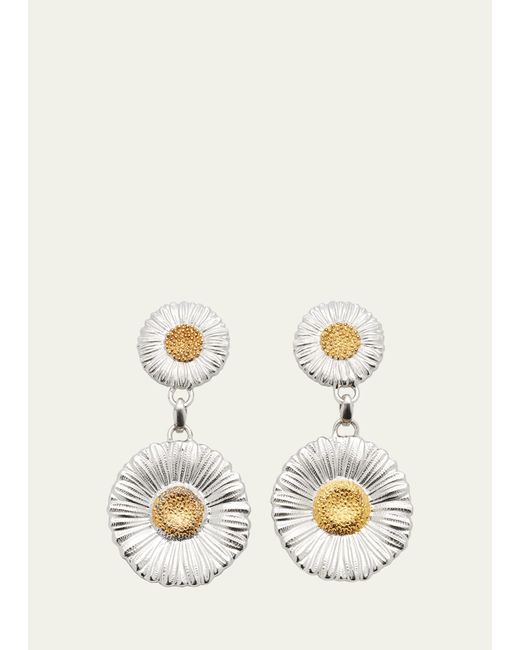 Buccellati Natural Blossoms Margherita Silver And Gold Pendant Earrings