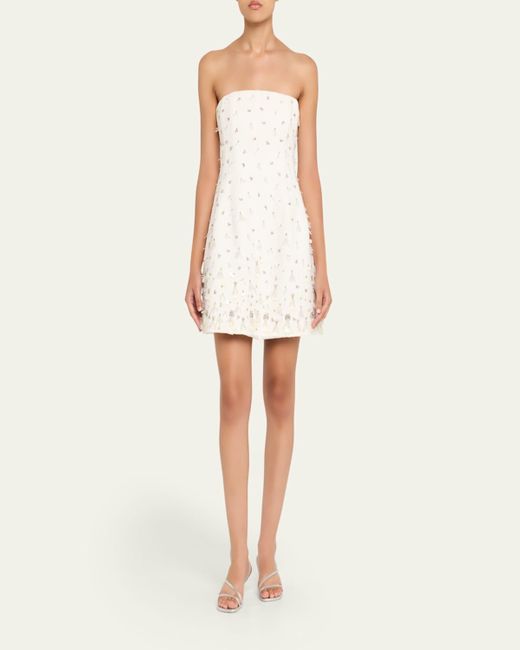 Jonathan Simkhai Natural Yasmin Embellished Strapless Mini Dress