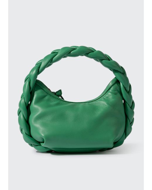 Hereu Green Espiga Mini Braided Top-handle Bag