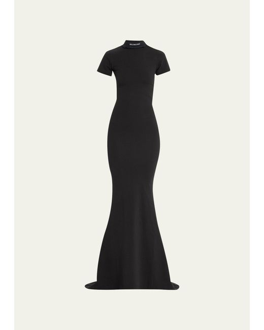 Balenciaga Black Maxi T-shirt Dress