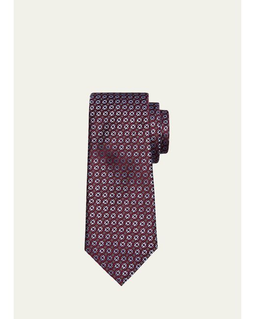 Charvet Purple Silk Geometric Jacquard Tie for men