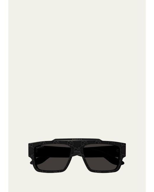 Gucci Black GG1460Sm Acetate Rectangle Sunglasses for men
