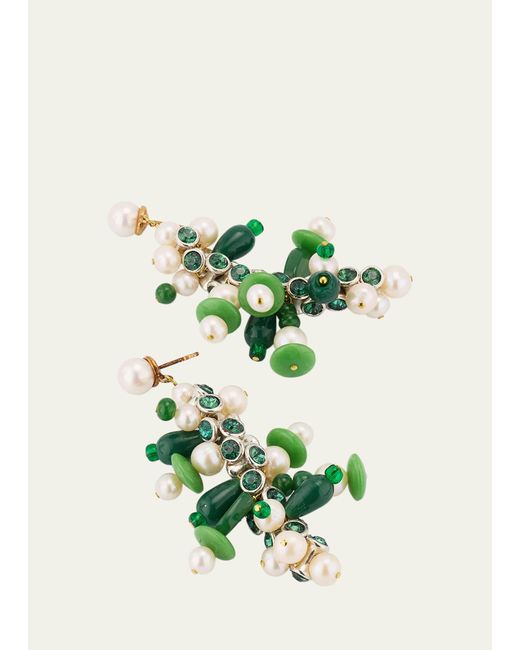 Dries Van Noten Green Pearl Fiber Glass Brass Ear Pin
