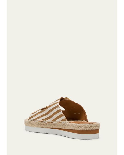See By Chloé Natural Glyn Stripe Dual-buckle Espadrille Sandals
