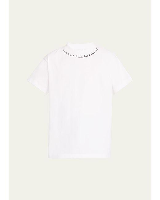 Random Identities White Jersey Logo Collar T-shirt for men