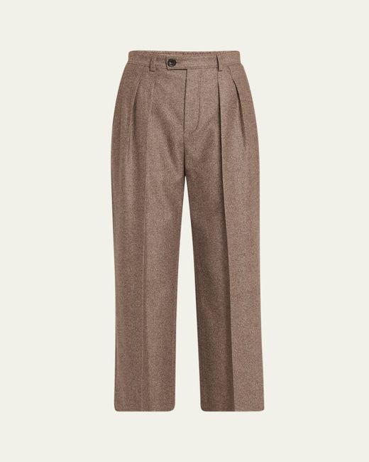 Loro Piana Natural Yurik Wish Cashmere Flannel Trousers