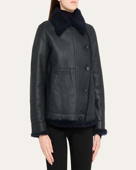 Akris Blue Arno Lamb Shearling Jacket