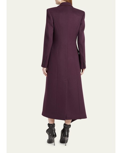 Alexander McQueen Purple Asymmetric Draped Wool Overcoat